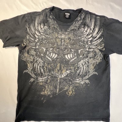 Y2K Aggravated Mentality Cross Sword 2-Sided T-Shirt White Tag Premium Denim XL
