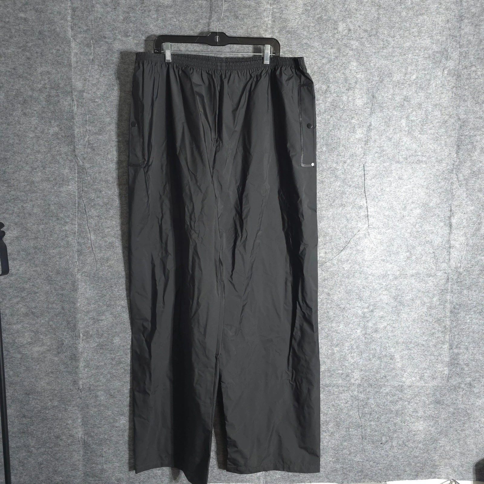 Columbia Mens Black Nylon Rain Pants Snap Side Water Resistant Windbreaker Ski