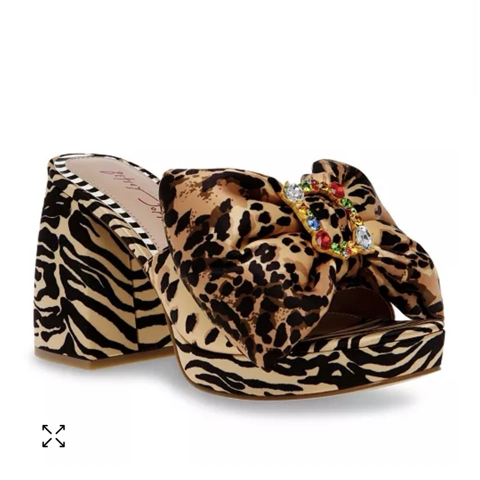 Betsey Johnson Shoes Womens 6M Black Brown Possie Leopard Print Platform Bow - Image 2 of 4