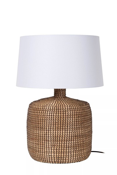 Tischleuchte Seegras Stoff 64 Cm E27 Blendarm Nachttisch Lampe Schlafzimmer Ivon-image