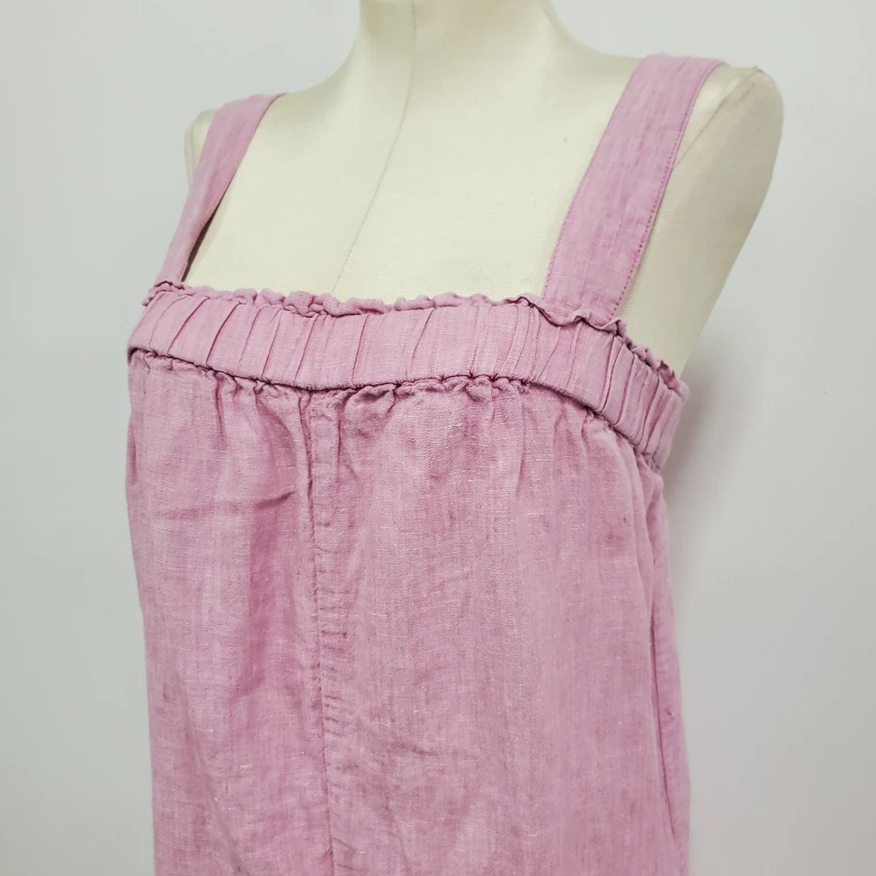 Mameluco de lino de gran tamaño J Crew para mujer talla M rosa playa viaje costero vacaciones Foto 2 de 4