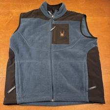 VINTAGE Spyder Vest Mens Extra Large Blue Full Zip Fleece