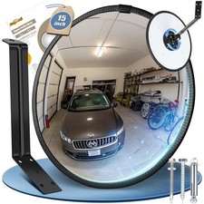 15 Inch Hd Convex Traffic Blind Spot Mirror Adjustable Acrylic Driveway Auto