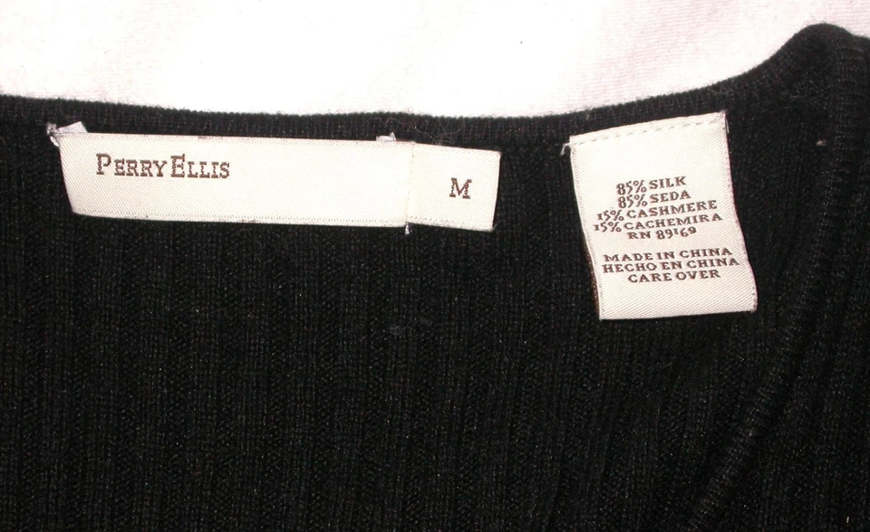 Cárdigan De Colección Años 90 Opulence Perry Ellis Seda Cachemira Botones Estrás S-M Negro Foto 2 de 4