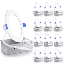 12 Pack 4 Inch LED Recessed Light, Dimmable, 5000K Daylight, 750LM High Brigh...