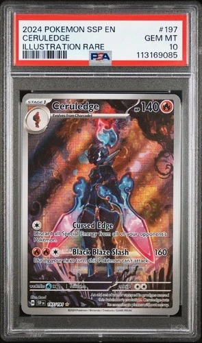 PSA 10 GEM MINT 2024 SSP EN CERULEDGE 197/191 SURGING SPARKS ILLUSTRATION RARE🔥
