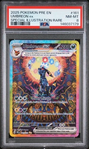 2025 POKEMON PRISMATIC EVOLUTIONS SPECIAL ILLUSTRATION RARE UMBREON EX PSA 8
