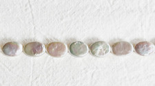 Natural white freshwater pearl flat oval beads 14x10mm 15" strand - 1 strand