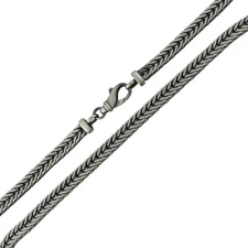 Men's Oxidized Franco Chain Necklace 5.5mm 925 Sterling Silver Masculine Lobster