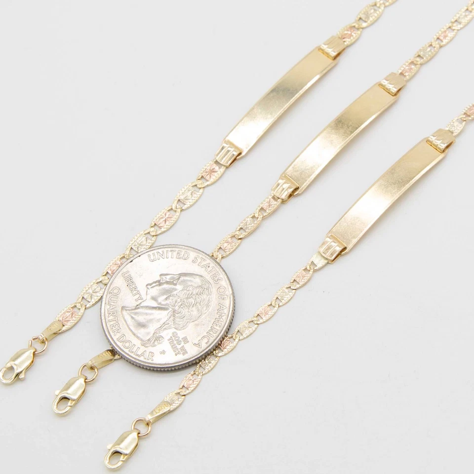 Baby Tri-Color Textured Valentino Mariner ID Bracelet Real 10K tri-color Gold - Image 3 of 4