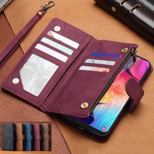 Zip Wallet Case For Samsung S25 Ultra S24 FE S23 A16 A15 A55 Leather Flip Cover