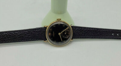 VINTAGE MOVADO SUB SECOND BLACK DIAL ROLLED GOLD MANUAL WIND MAN'S WATCH