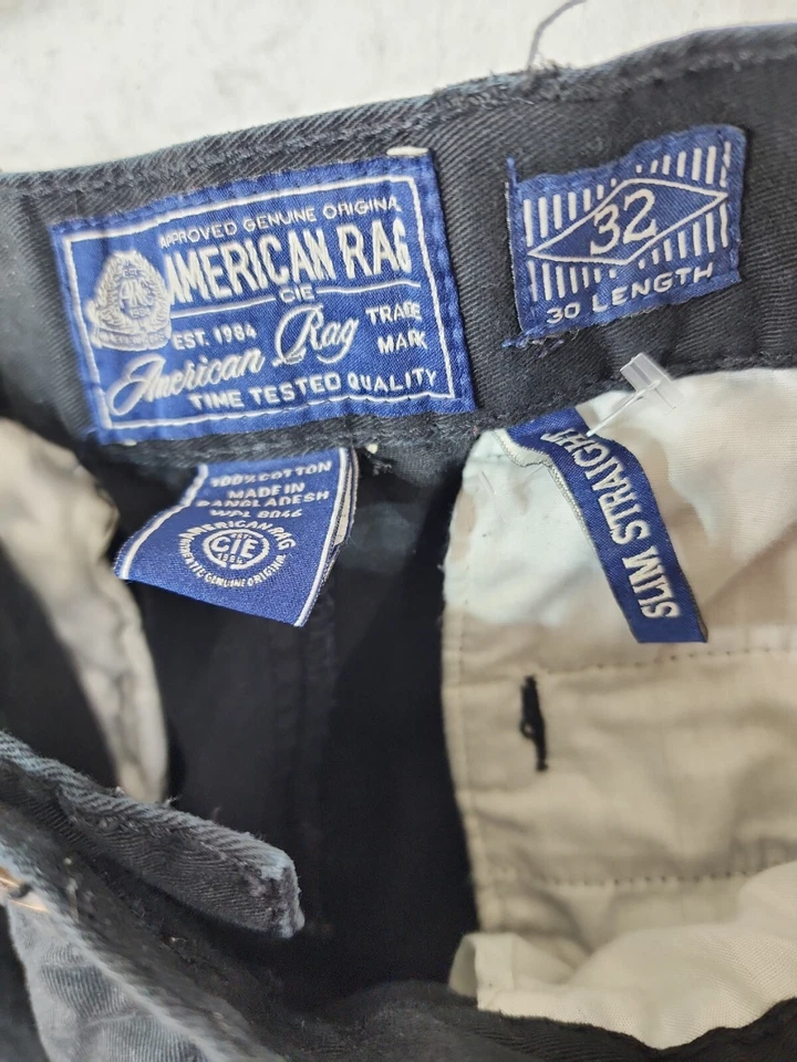 Pantalones informales American Rag CIE ajustados rectos negros para hombre 32 x 30 Foto 4 de 4