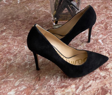 New Sam Edelman Hazel Black Suede Pointed Toe Pump Size 10M, Retail 150