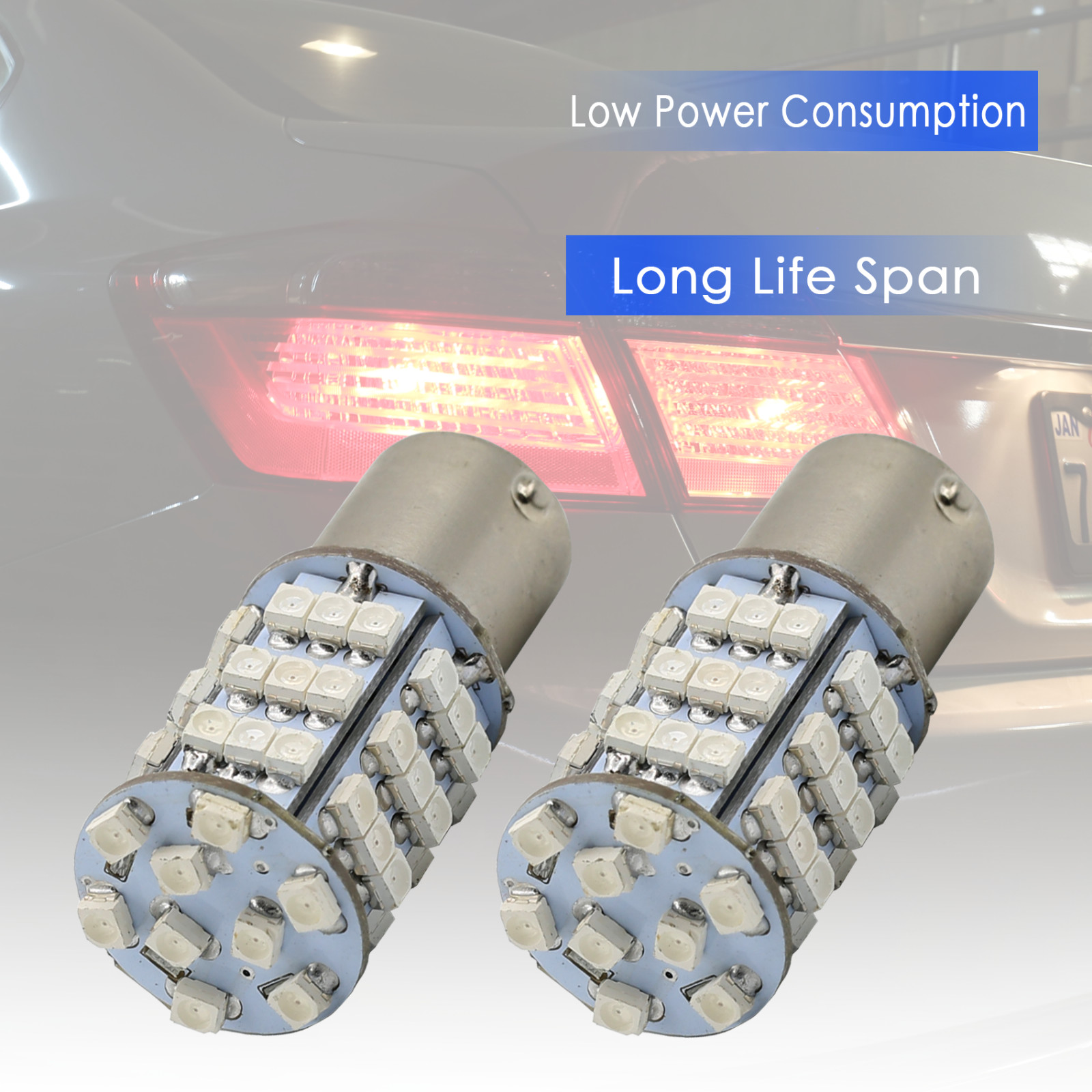 2x 1157 Dual Filament 57-SMD Red Brake Tail Stop LED Lamp Light Bulbs 7528 1196