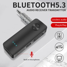 2 in1 Bluetooth 5.3 Transmitter Receiver Adapter 3.5mm AUX Jacks for Car Speaker