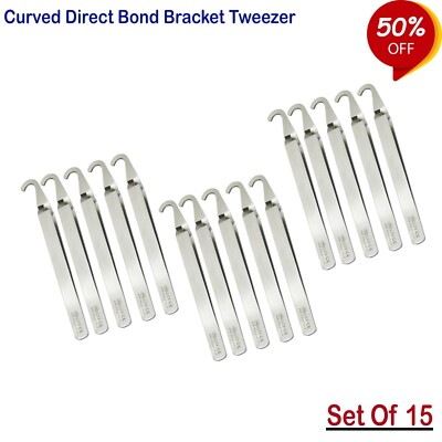 Orthodontic Curved Tip Direct Bond Tweezers Reverse Action Dentistry Lab 15-PCs