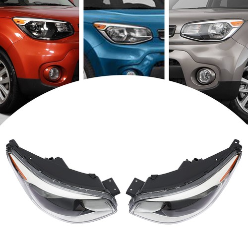 Halogen Projector Headlight Assembly Set For 2020-2022 Kia Soul EX – Left & Right Black Housing By G-PLUS