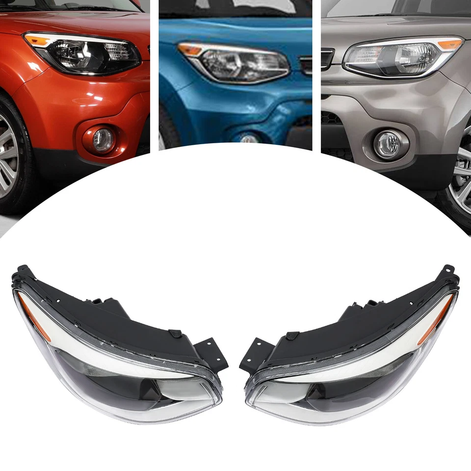 For Kia Soul 1.6L/2.0L 2014-2019 Halogen Headlights Left+Right Headlamp Pair Set Foto 2 de 4