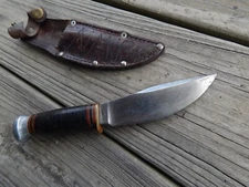 pre-WW2 Marbles Gladstone Mich USA WOODCRAFT Hunting KNIFE w/Original Sheath