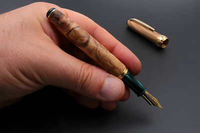 Bewitching Olive Tree FP Medium Nib Pelikan Blue Ink Cartridges Converter 