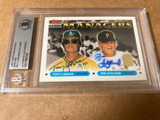 Tony LaRussa Jim Leyland Signed 1993 Topps Inaugural Marlins Card Beckett Auth.