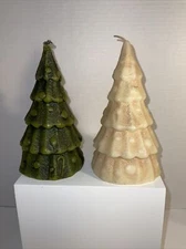 2 Christmas tree candles 6 1/2 inches tall