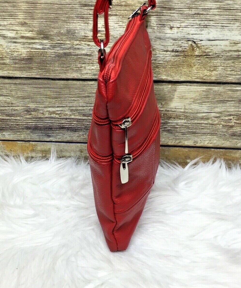 Red Genuine Leather Patchwork Style Purse Shoulde… - image 6