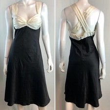 Calvin Klein Women’s Black White Colorblock Pleated A-Line Flare Dress S M