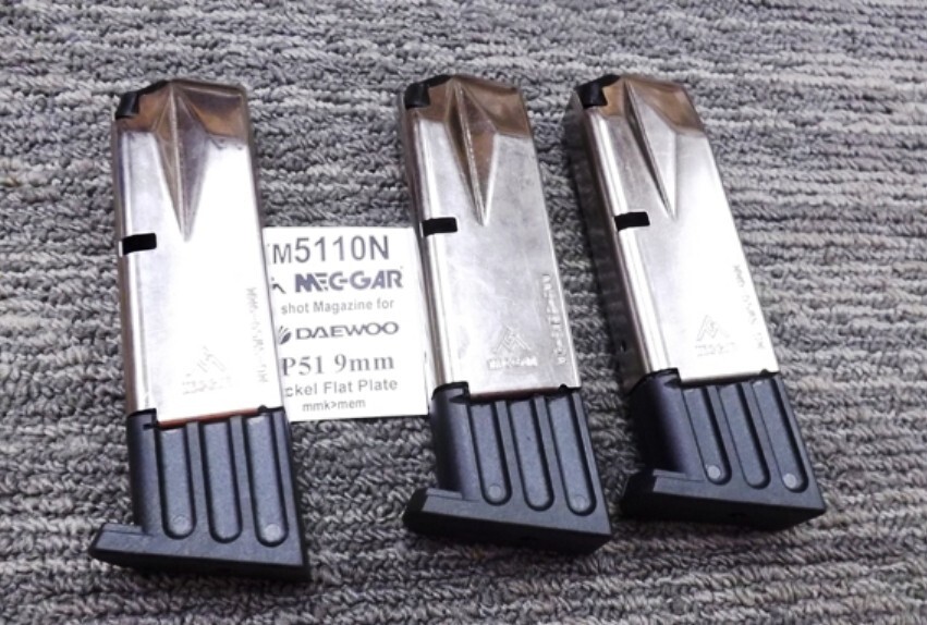 Mec-Gar 10 Shot Magazine for Daewoo 9mm DP51 Nickel Flat Plate