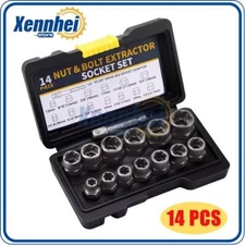 Impact Bolt Extractor Set Nut Remover Set Stripped Extraction Socket Tools 14pcs