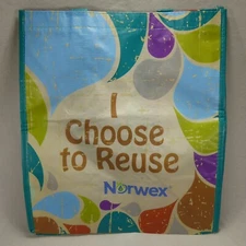 Norwex Reusable Grocery Bag Shopping Tote With BacLock NEW "I Choose To Reuse"