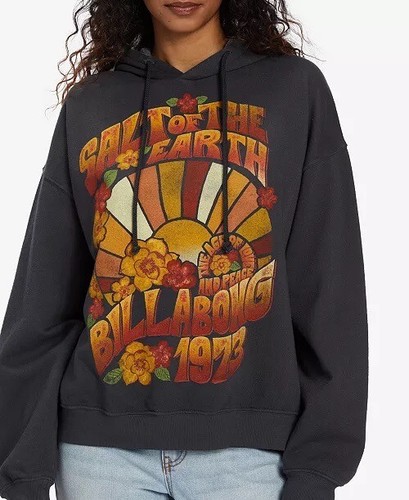 NEW Billabong Junior's KEEP RIDIN’ Hoodie BLACK Salt Of The Earth Size L/12 - Picture 2 of 6