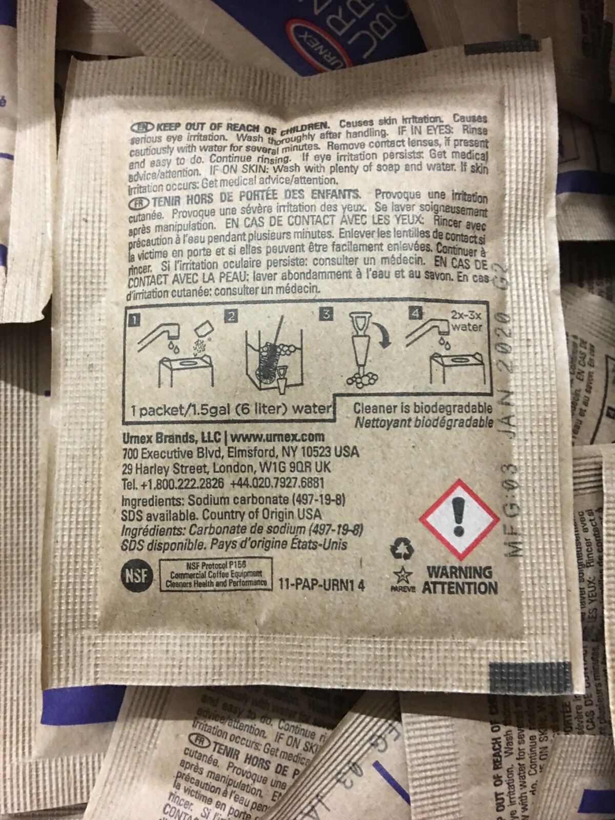 CASE OF 100 URNEX DEZCAL COFFEE URN BREWER CLEANER PACKETS eBay