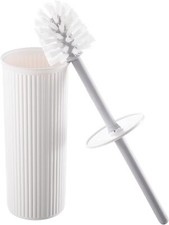 Ribbed toilet Brush with Bin White, Decorative Bowel Scrub Brush