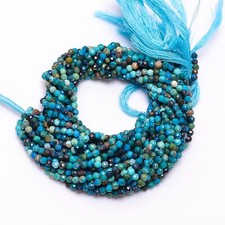 Natural Azurite Malachite Gemstone Round Israel Cut Beads 3X3 mm Strand 13"