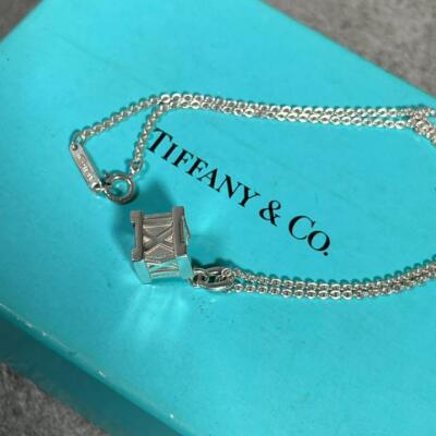 Tiffany & Co. Atlas Cube Square Necklace pendant Sterling Silver