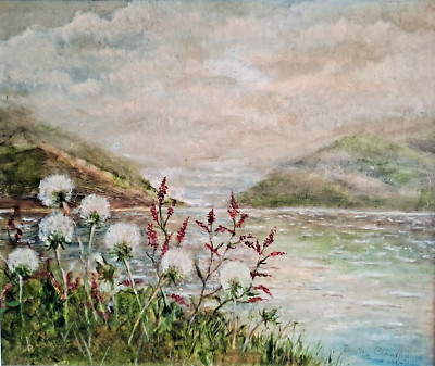 DOROTHY CHANDLER 1967 Gemälde Öl auf Karton Highland Lake