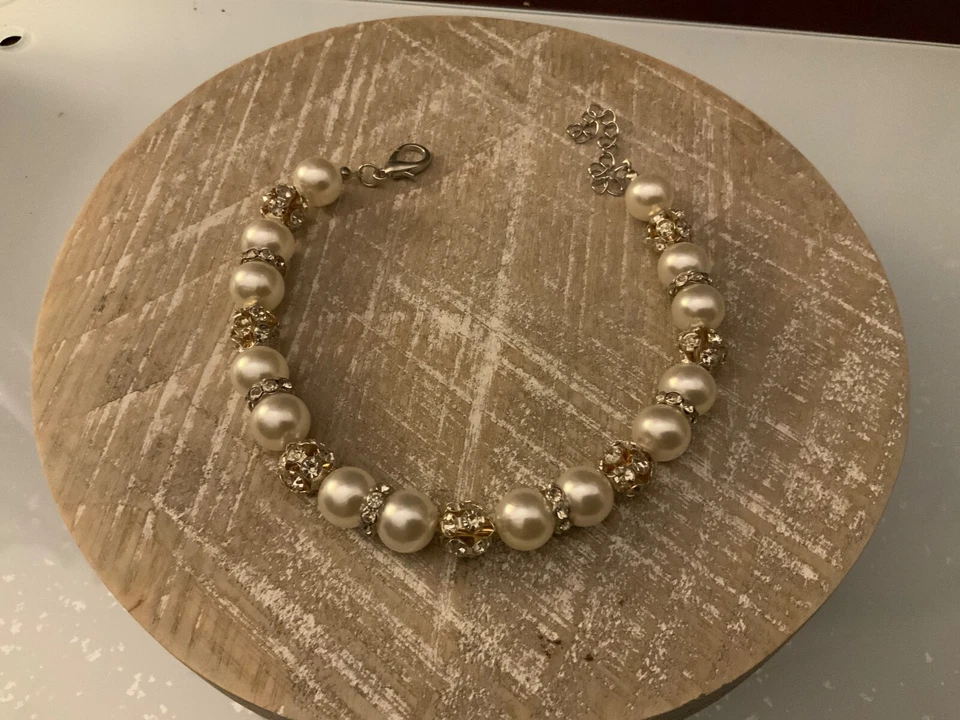 Elegant Pearl Diamond Dog/Cat Jewelry/Necklace/Collar - Handemade - Image 2 of 4