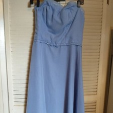 Baby blue Mori Lee satin strapless gown bead trim ankle length sz 11 - 12 jr