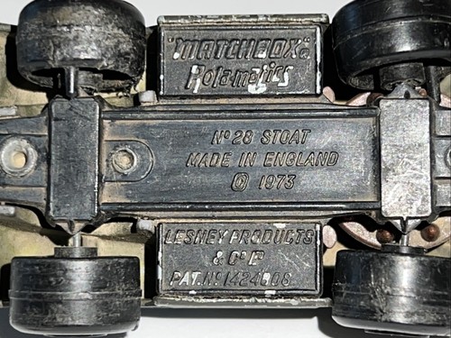 Vintage Matchbox Lesney Rolamatic Stoat #28 Armored Vehicle Made In England 1973 - Picture 21 of 24