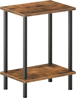 End Table, Small Side Table, Nightstand with 2-Layer Storage Shelves, Sofa Table