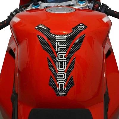 Paraserbatoi Adhésifs 3D Carbone Réservoir Compatible Moto Ducati Old Style - Photo 1/4