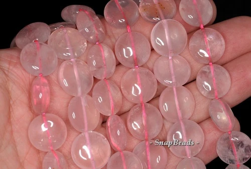 14 MM ROSENQUARZ EDELSTEIN FLACH RUND LOSE PERLEN 7 Zoll - Bild 2 von 4