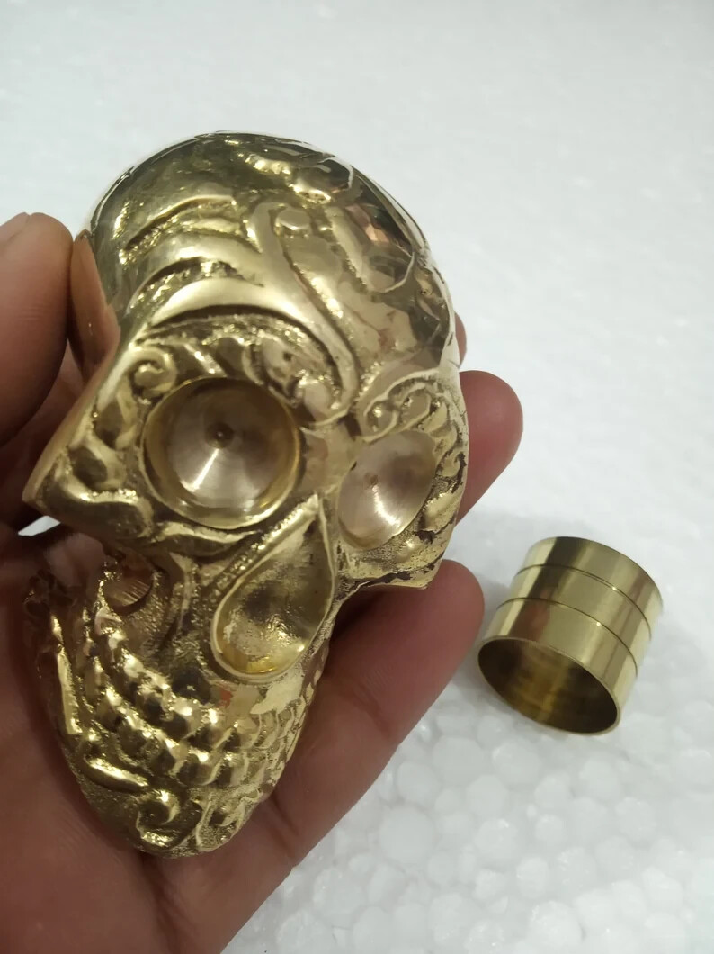 Brass Skull Solid Head Handle For Walking Stick C… - image 2