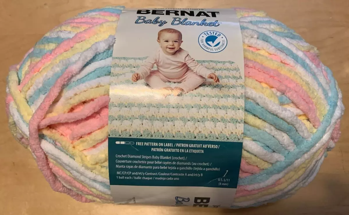 Bernat Blanket Big Ball Yarn- Pitter Patter Pink yellow, blue