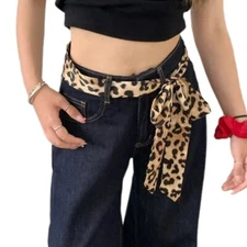 Trendy Leopard Pattern Narrow Long Scarf Wrap for Modern and Sophisticated Looks