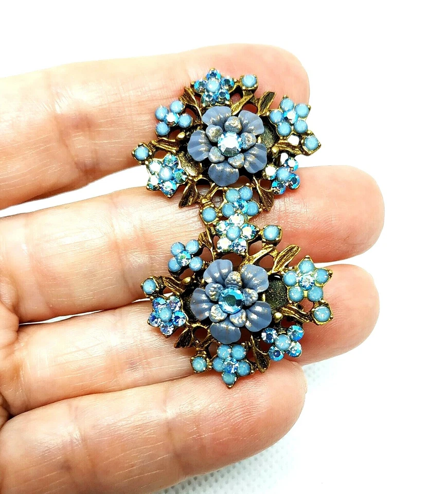 Preciosos Pendientes Firmados Elegantes Michal Negrin Cristal Azul Claro. Foto 4 de 4