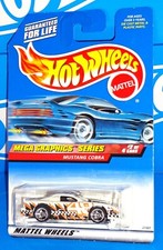 Hot Wheels 1999 Mega Graphics Series #974 Mustang Cobra White w/ SBs Malaysia