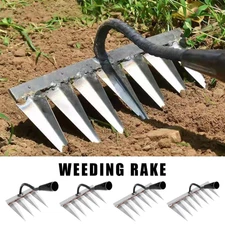 Gardening Hoe Iron Weeding Dethatching Rake Agricultural Tools Grasping Raking